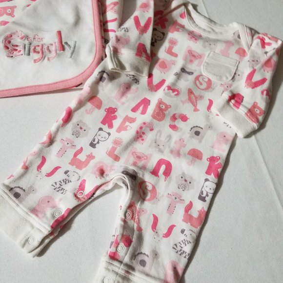 Gymboree Brand New Baby {Alpa-BEAR-Soup} Used Blanket & 0-3 month Romper. - Picture 3 of 6